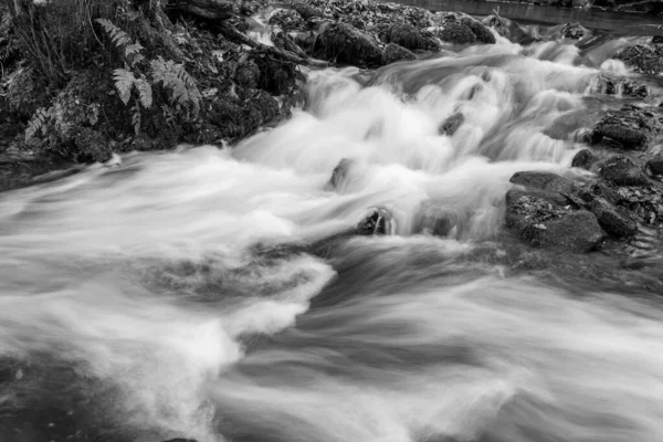 Larga Exposición Del Río Horner Water Que Fluye Través Bosques — Foto de Stock