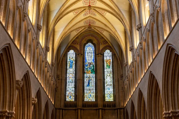 Wells Somerset United Kingdom December 30Th 2021 View Stained Glass — Zdjęcie stockowe