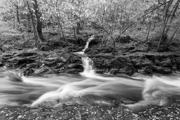Dlouhé Vystavení Vodopádu Řece East Lyn Watersmeet Exmoor National Park — Stock fotografie