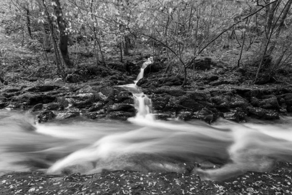 Longa Exposição Uma Cachoeira Rio East Lyn Watersmeet Exmoor National — Fotografia de Stock