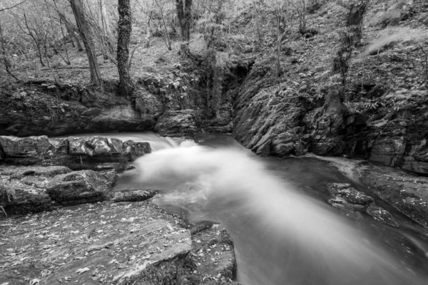 Larga Exposición Una Cascada Río Lyn Oriental Watersmeet Parque Nacional — Foto de Stock