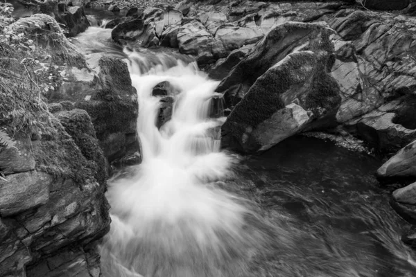 Long Exposure Waterfall East Lyn River Flowing Woods Watersmeet Exmoor — Stock Photo, Image