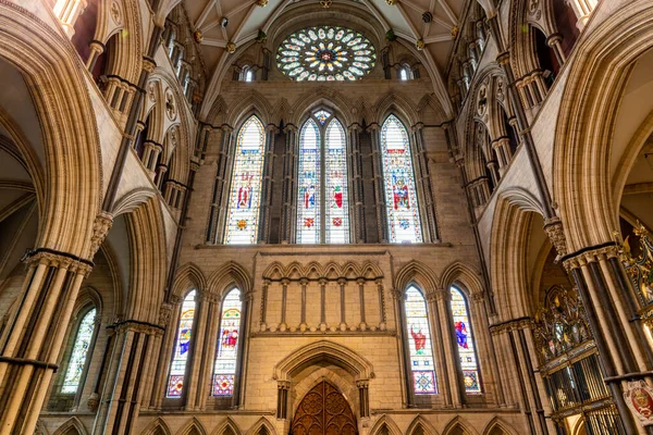 York Yorkshire Royaume Uni Février 2022 Vue Rosace Dans Transept — Photo
