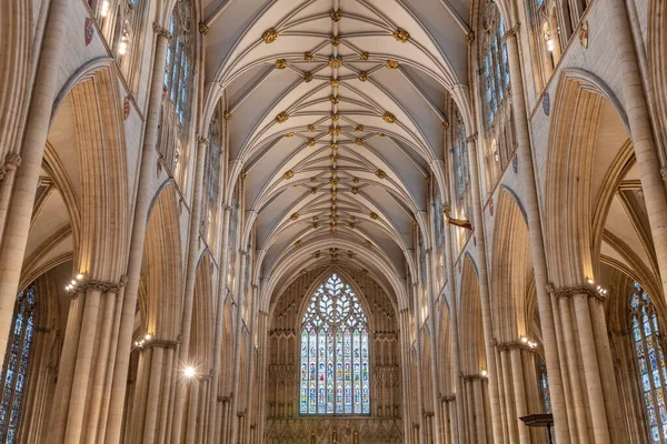 York Yorkshire Wielka Brytania Lutego 2022 Widok Nawy Katedrze York — Zdjęcie stockowe