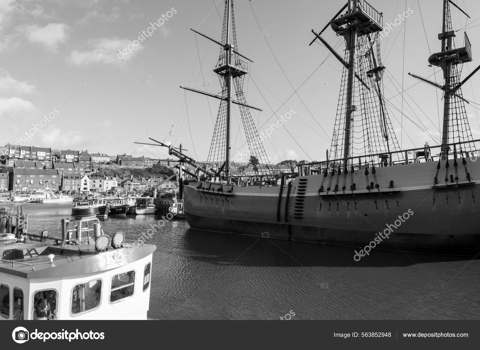 Endeavour Boat Endeavour Wharf Whitby Stock Editorial Photo
