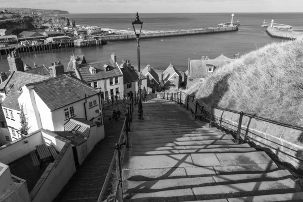 Vista Desde Alto Los 199 Escalones Whitby North Yorkshire — Foto de Stock