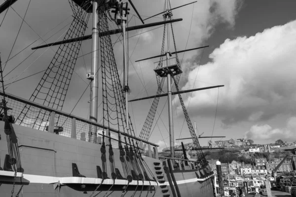 Endeavour Båten Vid Endeavour Wharf Whitby — Stockfoto