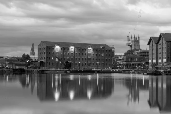 Blick Auf Den Nordkai Gloucester Docks Der Abenddämmerung — Stockfoto