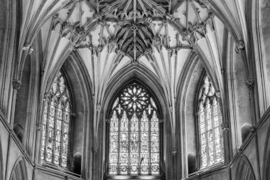 Tewkesbury. Gloucestershire. Birleşik Krallık. 2 Haziran 2022. Gloucestershire 'daki Tewkesbury Manastırı' nda tavan manzarası.