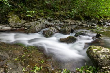 Doğu Lyn nehri üzerinde Exmoor Ulusal Parkı 'ndaki Watersmeet' te uzun süre bir şelale görüldü.