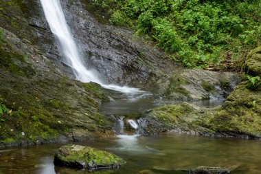 Long exposure of the White Lady waterfall on the river Lyd at Lyford Gorge in Devon