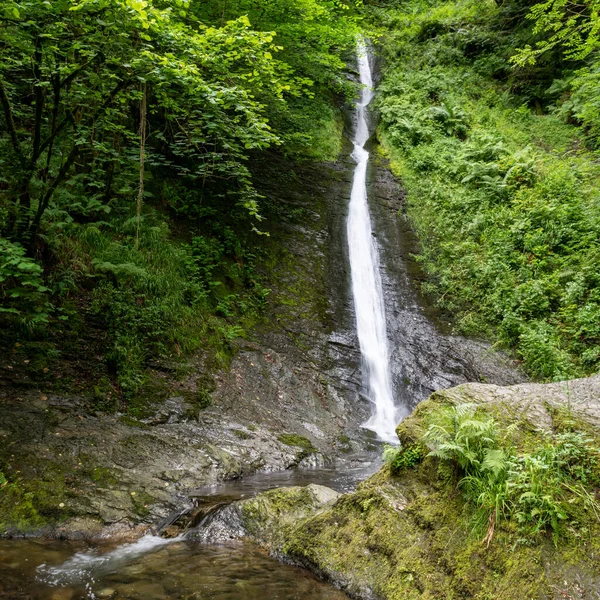Long Exposure White Lady Waterfall River Lyd Lyford Gorge Devon — Stockfoto
