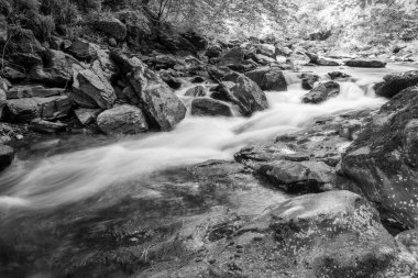 Doğu Lyn nehri üzerinde Exmoor Ulusal Parkı 'ndaki Watersmeet' te uzun süre bir şelale görüldü.