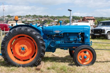 West Bay.Dorset.United Kingdom.June 12th 2022.A restored Forson Power major is on display at the West Bay vintage rally