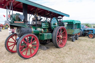 Ilminster. Somerset. Birleşik Krallık. 21 Ağustos 2022 Garrett ve Oğulları 'nın Cornish Star adlı çekici motoru dün bir çiftçilik etkinliğinde sergileniyor.