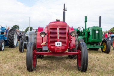 Ilminster. Somerset. Birleşik Krallık. 21 Ağustos 2022 Yenilenmiş David Brown ekin ustası traktörü ve diğer birçok vintage traktörü Dünden kalma bir tarım etkinliğinde sergilenmektedir.