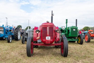 Ilminster. Somerset. Birleşik Krallık. 21 Ağustos 2022 Yenilenmiş David Brown ekin ustası traktörü ve diğer birçok vintage traktörü Dünden kalma bir tarım etkinliğinde sergilenmektedir.
