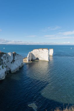 Dorset 'teki Yaşlı Harry Rocks' un manzara fotoğrafı.