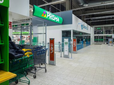 Turku, Finland - December 21, 2021: Vertical View of Prisma Grocery Store Entrance