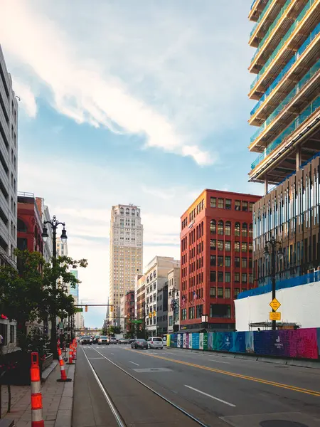 Detroit Michigan Setembro 2022 Portrait Wide View Detroit Downtown Skyline — Fotografia de Stock