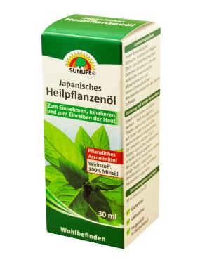 Japonca Heilplanzenoel Güneş Yaşamı beyaz arka planda izole