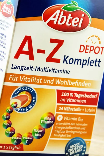 stock image Hamburg, Germany - Secember 5  2021: Abtei Vitamintabletten A-Z Depot Komplett on blue