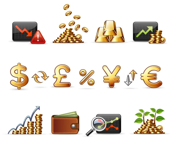 Finanzas, Dinero y Economía - Conjunto de iconos de armonía 05 — Vector de stock