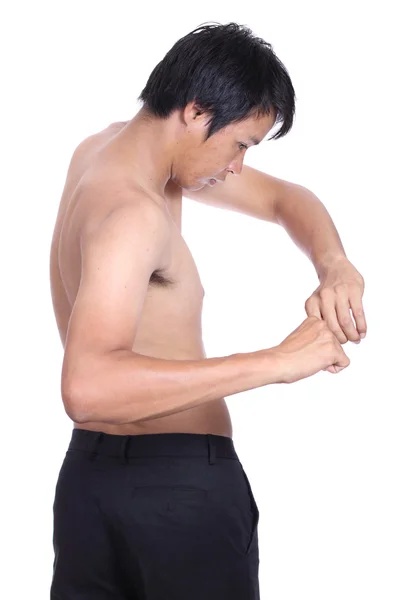 Male torso, Twisting the waist. — Stock Photo, Image