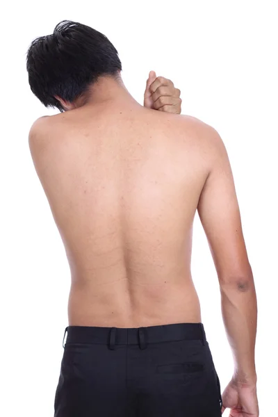 Tronco masculino, dor no ombro — Fotografia de Stock