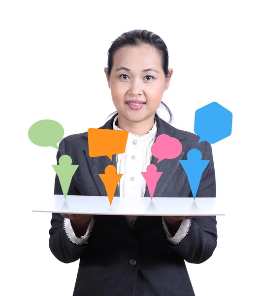 Businesswoman showing graph. — Stock Photo, Image