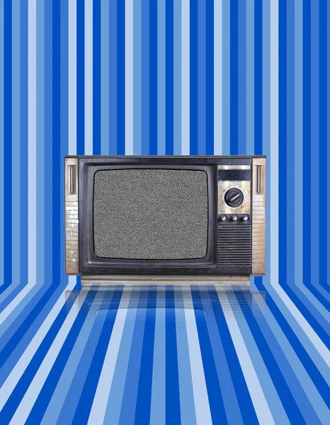 Vintage tv con rayas azules de fondo — Foto de Stock