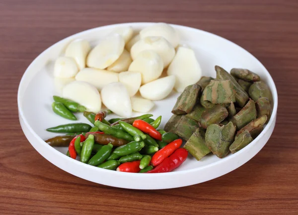 Spice. Various Spices bowl. Chilli, garlic, tamarind — Stock Photo, Image