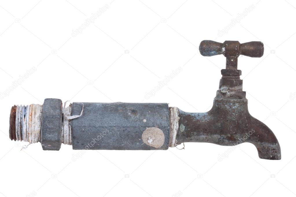 Old Water Faucet, isolate on white background.