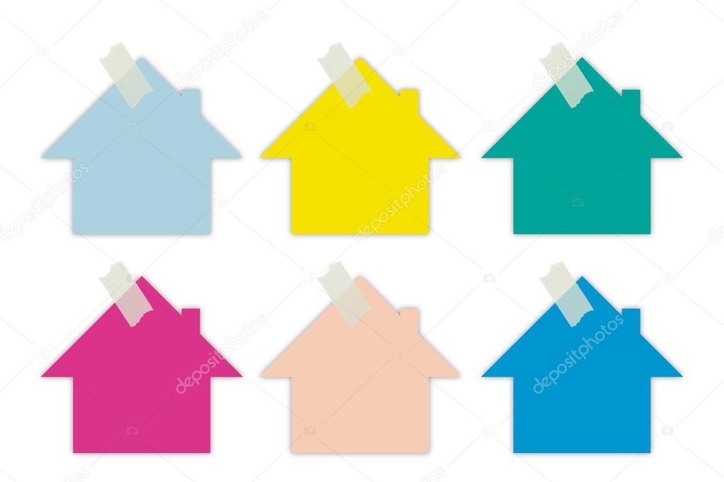 Colorful sticky Notes, House shape