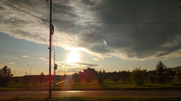 Champ Dans Les Rayons Soleil Été — Photo