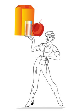 garsonu sağlıklı meyve suları sunar