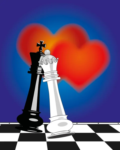 Valentine's Day and chess — Stock Vector