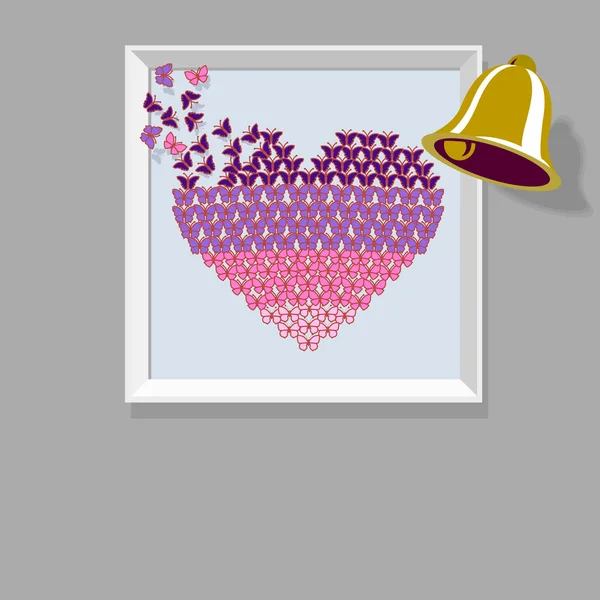 Coeur avec des papillons image — Image vectorielle