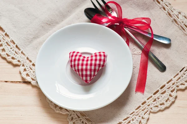 Valentines day set with silverware — Stock Photo, Image