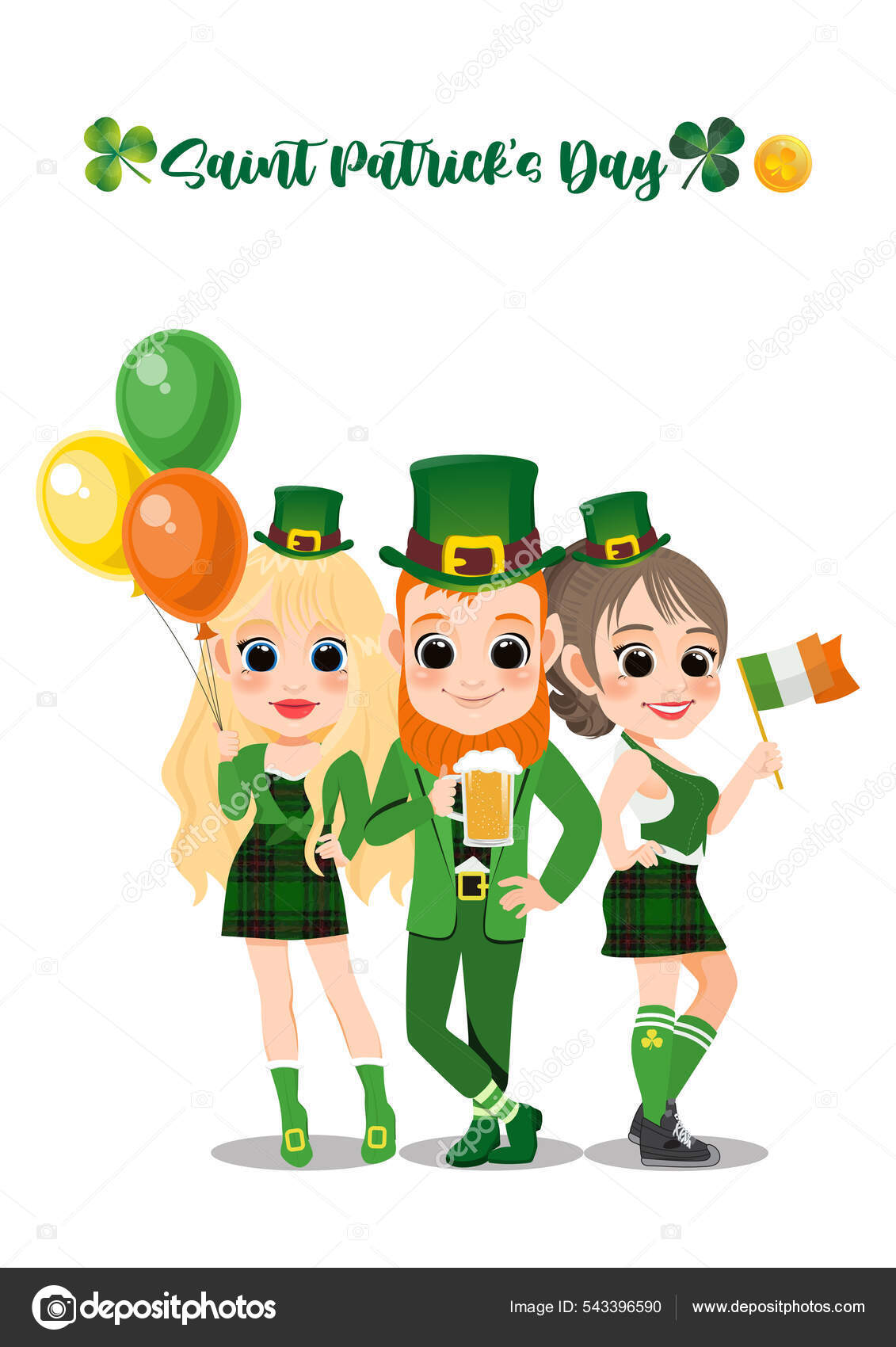 Feliz Día San Patricio Niños Vestidos Como Duende Sosteniendo Vaso