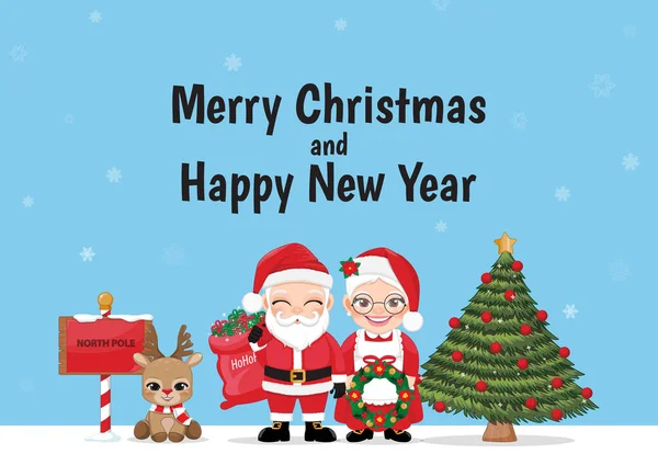 Feliz Navidad Feliz Año Nuevo Fondo Con Santa Claus Celebración — Archivo Imágenes Vectoriales