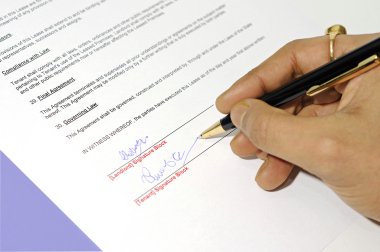 lease agreement being signed clipart