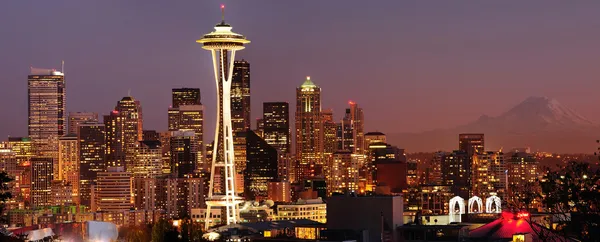 Seattle manzarası ve mount rainier panorama