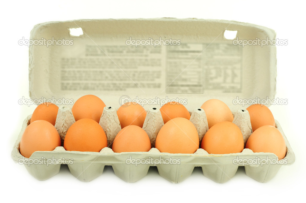 Carton of dozen brown eggs