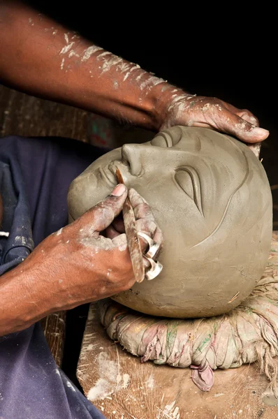 Durga goddess head creation — Stock Photo, Image