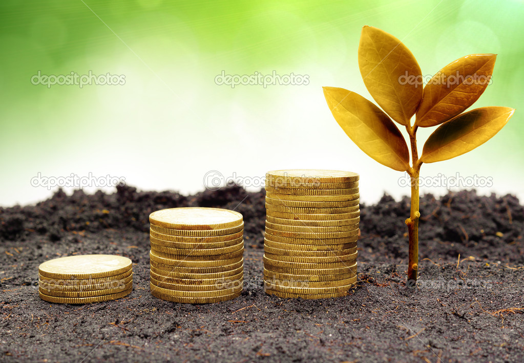 Trees growing on coins