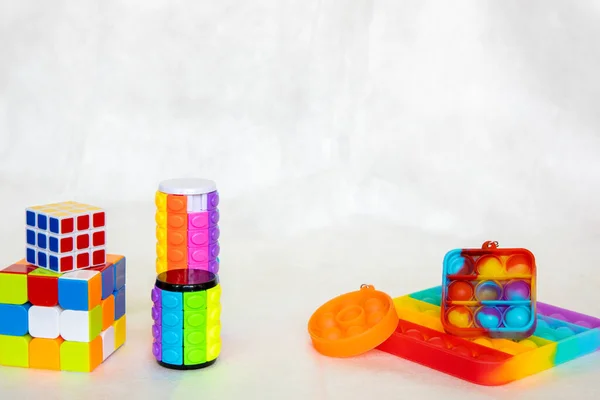 Różne Kolorowe Antystresowe Zabawki Sensoryczne Zestaw Kreatywnych Zabawnych Koncepcji Zabawek — Zdjęcie stockowe
