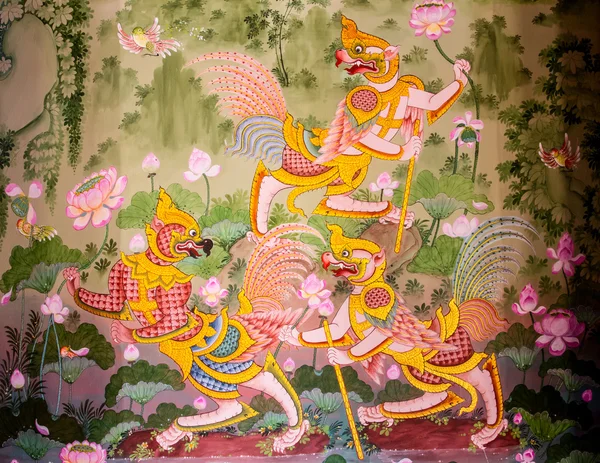 WAT Chong Lom Sakhon, Thailand - 23 Temmuz: Antik duvar boyama