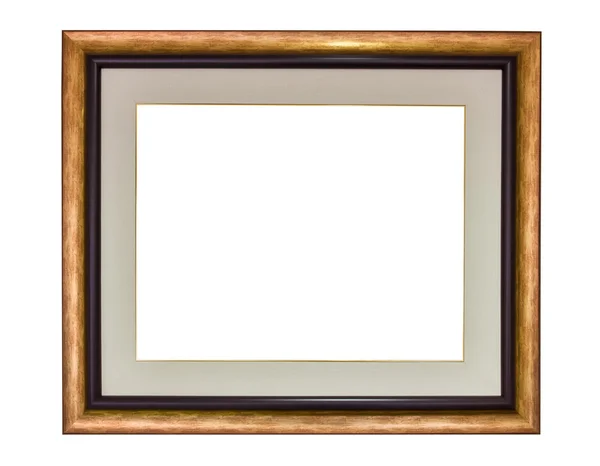 白色背景上隔离的木制框架 — 图库照片