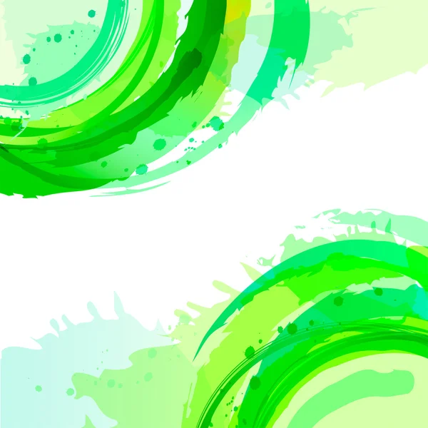 Abstract vector background with brush strokes and splashes. Gree — Stock Vector